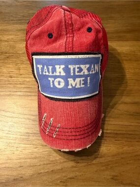 Texan Red Mesh Trucker Hat with Navy Trim